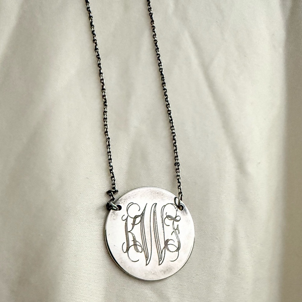 Stella & Dot Silver Monogram Necklace - Initials KFW